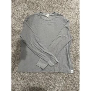 Todd Snyder Mens XL Gray Waffle Knit Thermal Long Sleeve Crew Neck Cotton Shirt